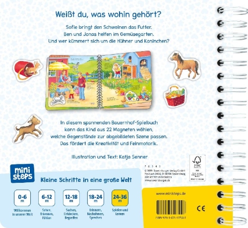 Buchcover und Innenansicht für das Buch: Was gehört wohin? Auf dem Bauernhof