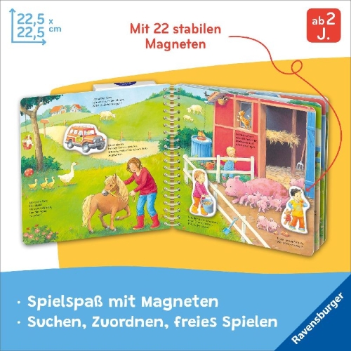 Buchcover und Innenansicht für das Buch: Was gehört wohin? Auf dem Bauernhof