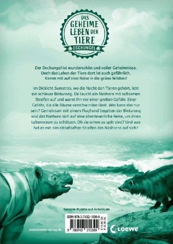 Buchcover und Innenansicht für das Buch: Das geheime Leben der Tiere (Dschungel) - Das rätselhafte Nashorn