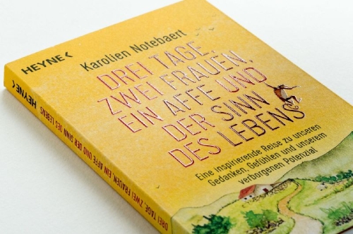 Buchcover und Innenansicht für das Buch: Drei Tage, zwei Frauen, ein Affe und der Sinn des Lebens