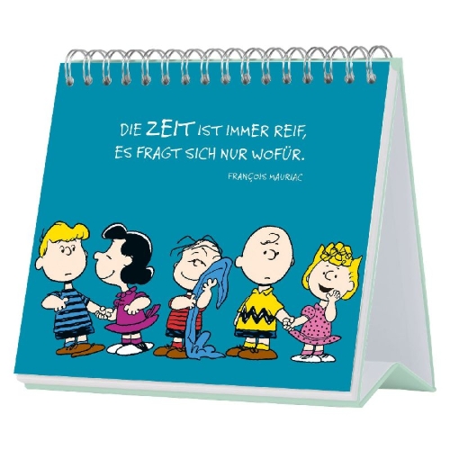 Buchcover und Innenansicht für das Buch: Peanuts: Sorgenfrei - Die Zeit ist reif für gute Laune!