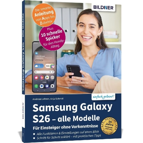Buchcover und Innenansicht für das Buch: Samsung Galaxy S26 - alle Modelle - Für Einsteiger ohne Vorkenntnisse