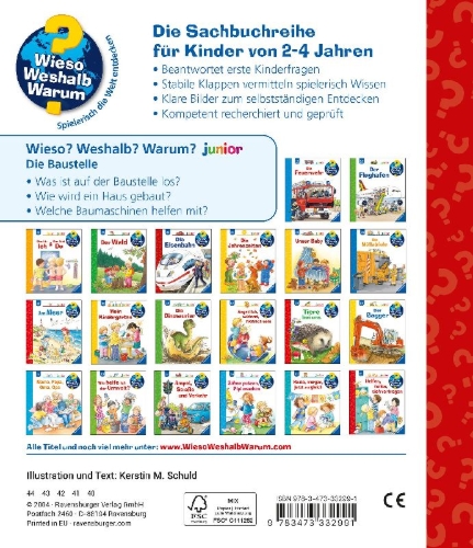 Buchcover und Innenansicht für das Buch: Wieso? Weshalb? Warum? junior, Band 7: Die Baustelle