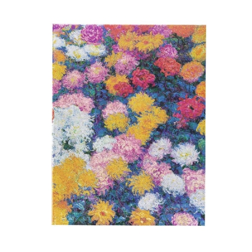 Buchcover und Innenansicht für das Buch: Monet's Chrysanthemums Ultra Unlined Hardback Journal (Elastic Band Closure)