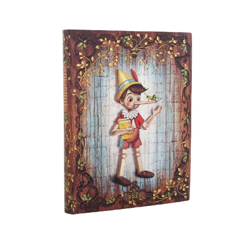 Buchcover und Innenansicht für das Buch: 12-Monatskalender 2027 Carlo Collodi, Pinocchio Ultra Tagesüberblick