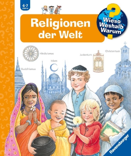 Buchcover und Innenansicht für das Buch: Wieso? Weshalb? Warum?, Band 23: Religionen der Welt