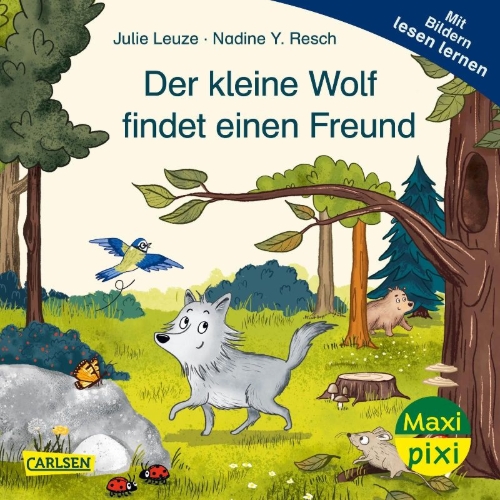 Buchcover und Innenansicht für das Buch: Maxi Pixi 470: Der kleine Wolf findet einen Freund