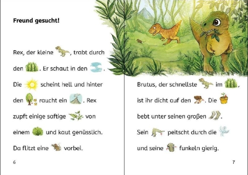 Buchcover und Innenansicht für das Buch: Bildermaus - Der kleine Dino sucht einen Freund