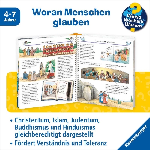 Buchcover und Innenansicht für das Buch: Wieso? Weshalb? Warum?, Band 23: Religionen der Welt