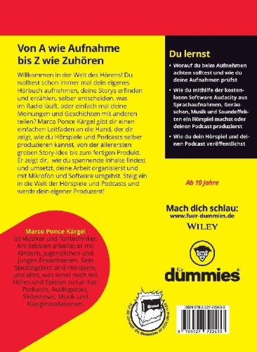 Buchcover und Innenansicht für das Buch: Hörspiel und Podcast selber machen für Dummies Junior