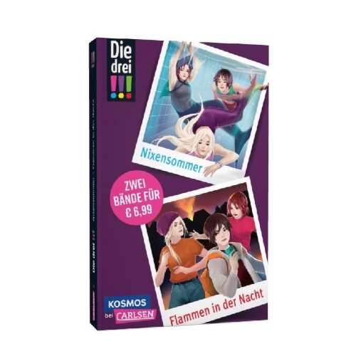 Buchcover und Innenansicht für das Buch: Die drei !!!: Doppelband - Enthält die Bände: Nixensommer / Flammen in der Nacht