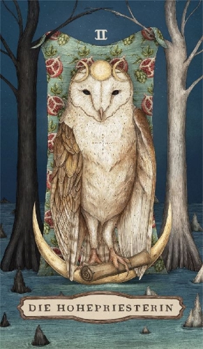 Buchcover und Innenansicht für das Buch: Woodland Wardens Tarot - Set mit Booklet u. 78 Karten