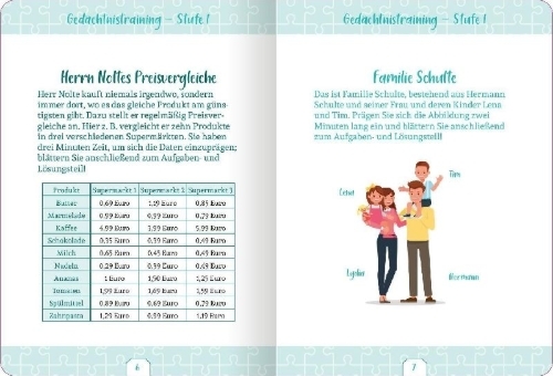 Buchcover und Innenansicht für das Buch: Kleine Auszeit - Gedächtnistraining