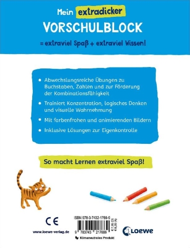 Buchcover und Innenansicht für das Buch: Mein extradicker Vorschulblock