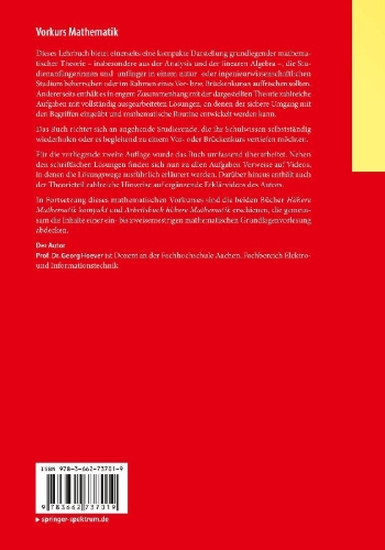 Buchcover und Innenansicht für das Buch: Vorkurs Mathematik