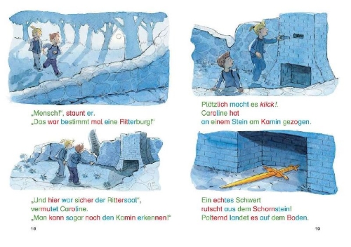Buchcover und Innenansicht für das Buch: Leselöwen - Das Original - Die schönsten Silbengeschichten von Gespenstern zum Lesenlernen