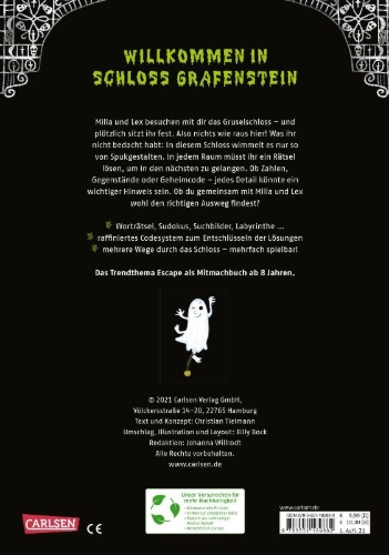 Buchcover und Innenansicht für das Buch: Escape Challenge: Gefangen im Gruselschloss