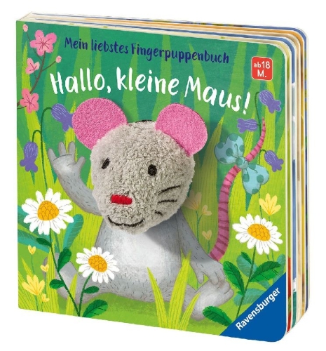 Buchcover und Innenansicht für das Buch: Mein liebstes Fingerpuppenbuch: Hallo, kleine Maus!