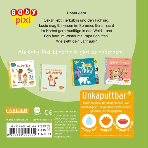 Buchcover und Innenansicht für das Buch: Baby Pixi (unkaputtbar) 118: Unser Jahr
