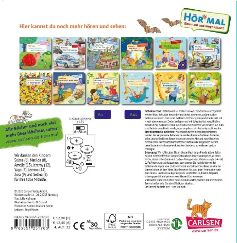 Buchcover und Innenansicht für das Buch: Hör mal (Soundbuch): Wimmelbuch: In der Stadt