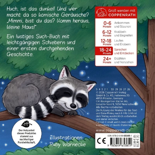 Buchcover und Innenansicht für das Buch: Komm heraus, kleine Maus!: Wo bist du in der Nacht?