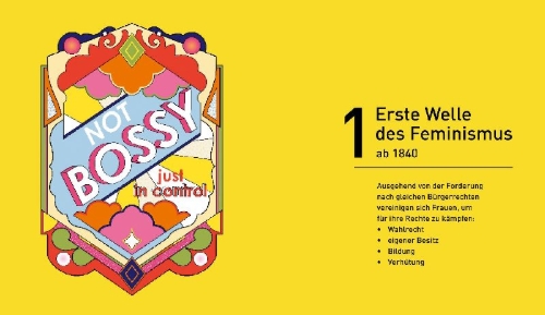 Buchcover und Innenansicht für das Buch: We Are Feminist: An Infographic History of the Women's Rights Movement