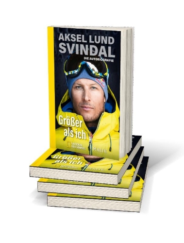 Buchcover und Innenansicht für das Buch: Større enn meg. En selvbiografi