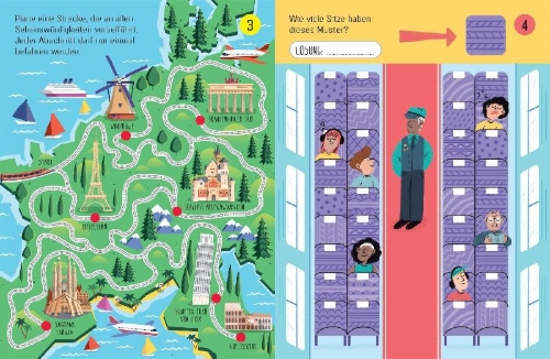Buchcover und Innenansicht für das Buch: Usborne Minis: Rätsel für die Zugfahrt