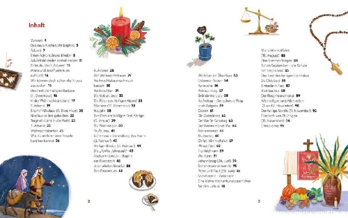 Buchcover und Innenansicht für das Buch: Das Kirchenjahr für Kinder