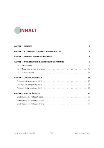 Buchcover und Innenansicht für das Buch: Prüfungsheft & Training - 2026 Deutsch Hauptschule - Thüringen - Original-Prüfungen und Lösungen