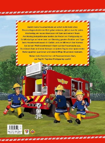 Buchcover und Innenansicht für das Buch: Feuerwehrmann Sam: Eine Woche voller Feuerwehrgeschichten