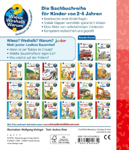 Buchcover und Innenansicht für das Buch: Wieso? Weshalb? Warum? Sonderband - Mein junior-Lexikon: Bauernhof.