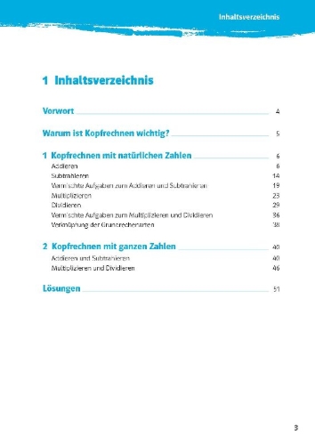 Buchcover und Innenansicht für das Buch: 10-Minuten-Training Mathematik Kopfrechnen 5. Klasse