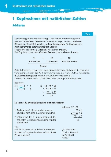 Buchcover und Innenansicht für das Buch: 10-Minuten-Training Mathematik Kopfrechnen 5. Klasse