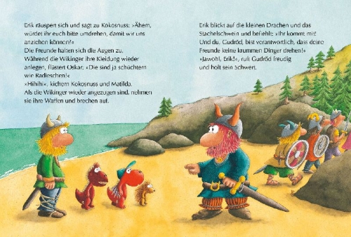 Buchcover und Innenansicht für das Buch: Der kleine Drache Kokosnuss - Abenteuer & Wissen - Die Wikinger