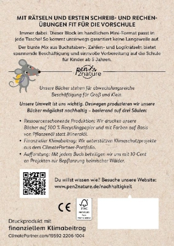 Buchcover und Innenansicht für das Buch: Mini-Mitnehm-Block Vorschule