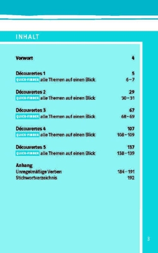 Buchcover und Innenansicht für das Buch: Découvertes (ab 2020) kompaktWissen 1.-5. Lernjahr