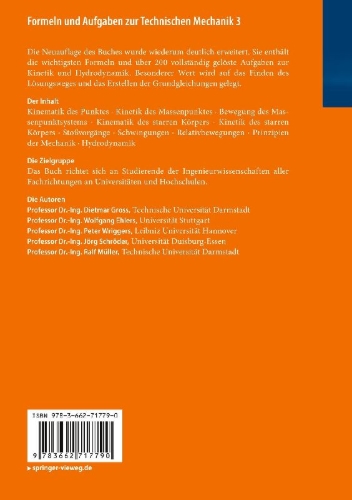 Buchcover und Innenansicht für das Buch: Formeln und Aufgaben zur Technischen Mechanik 3