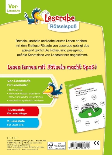 Buchcover und Innenansicht für das Buch: Ravensburger Leserabe Rätselspaß - Erstlese-Rätsel für Lesestarter ab 5 Jahren - Vor-Lesestufe