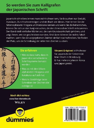 Buchcover und Innenansicht für das Buch: Japanisch schreiben lernen für Dummies