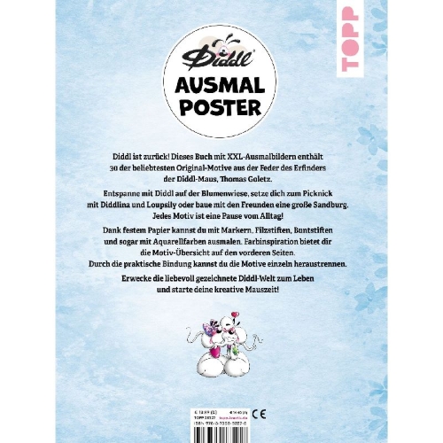 Buchcover und Innenansicht für das Buch: LE JOLI MONDE DE DIDDL - 30 PLANCHES A PEINDRE A L'AQUARELLE OU A COLORIER (9782036070776)