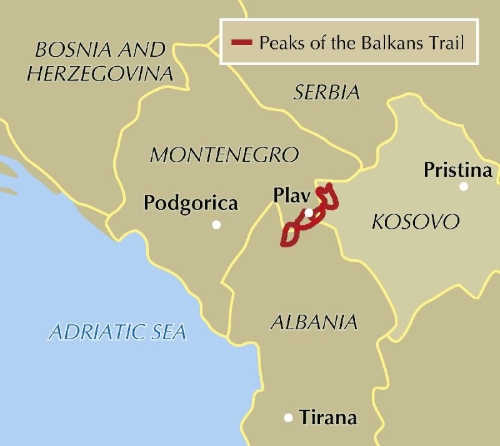 Buchcover und Innenansicht für das Buch: The Peaks of the Balkans Trail