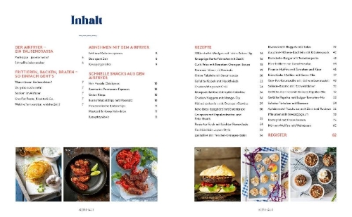 Buchcover und Innenansicht für das Buch: Abnehmen mit dem Airfryer - 30 Rezepte für die Heißluftfritteuse