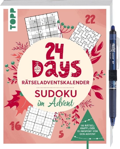 Buchcover und Innenansicht für das Buch: 24 DAYS RÄTSELADVENTSKALENDER - Sudoku im Advent