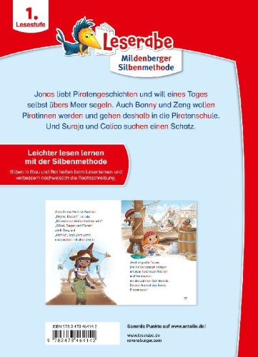 Buchcover und Innenansicht für das Buch: Leserabe mit Mildenberger Silbenmethode - Wilde Piratenabenteuer