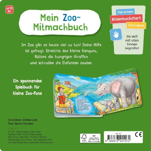Buchcover und Innenansicht für das Buch: Füttere die Affen! Mein Zoo-Mitmachbuch