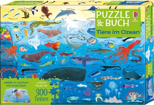 Buchcover und Innenansicht für das Buch: Puzzle & Buch: Tiere im Ozean