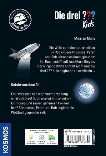 Buchcover und Innenansicht für das Buch: Die drei ??? Kids, Weltraumdetektive