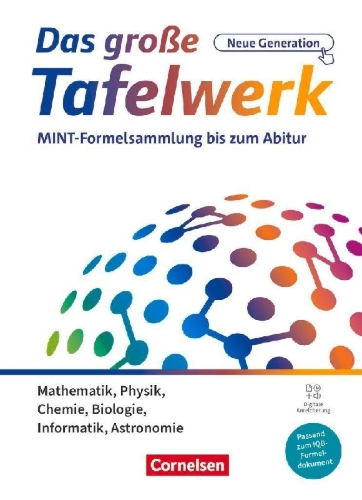 Buchcover und Innenansicht für das Buch: Das große Tafelwerk - neue Generation - MINT-Formelsammlung bis zum Abitur - Alle Bundesländer außer Bayern - Schulbuch und offizielle IQB-Formelsammlung im Paket