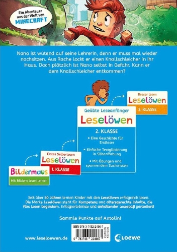 Buchcover und Innenansicht für das Buch: Leselöwen 2. Klasse - Nano und der Knallschleicher